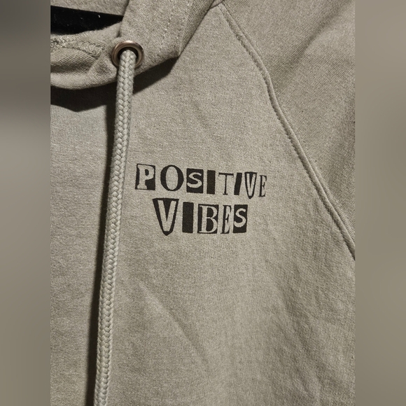 Messy Buns Lazy Days Olive Green Positive Vibes Women's Hoodie size Large - Picture 6 of 11
